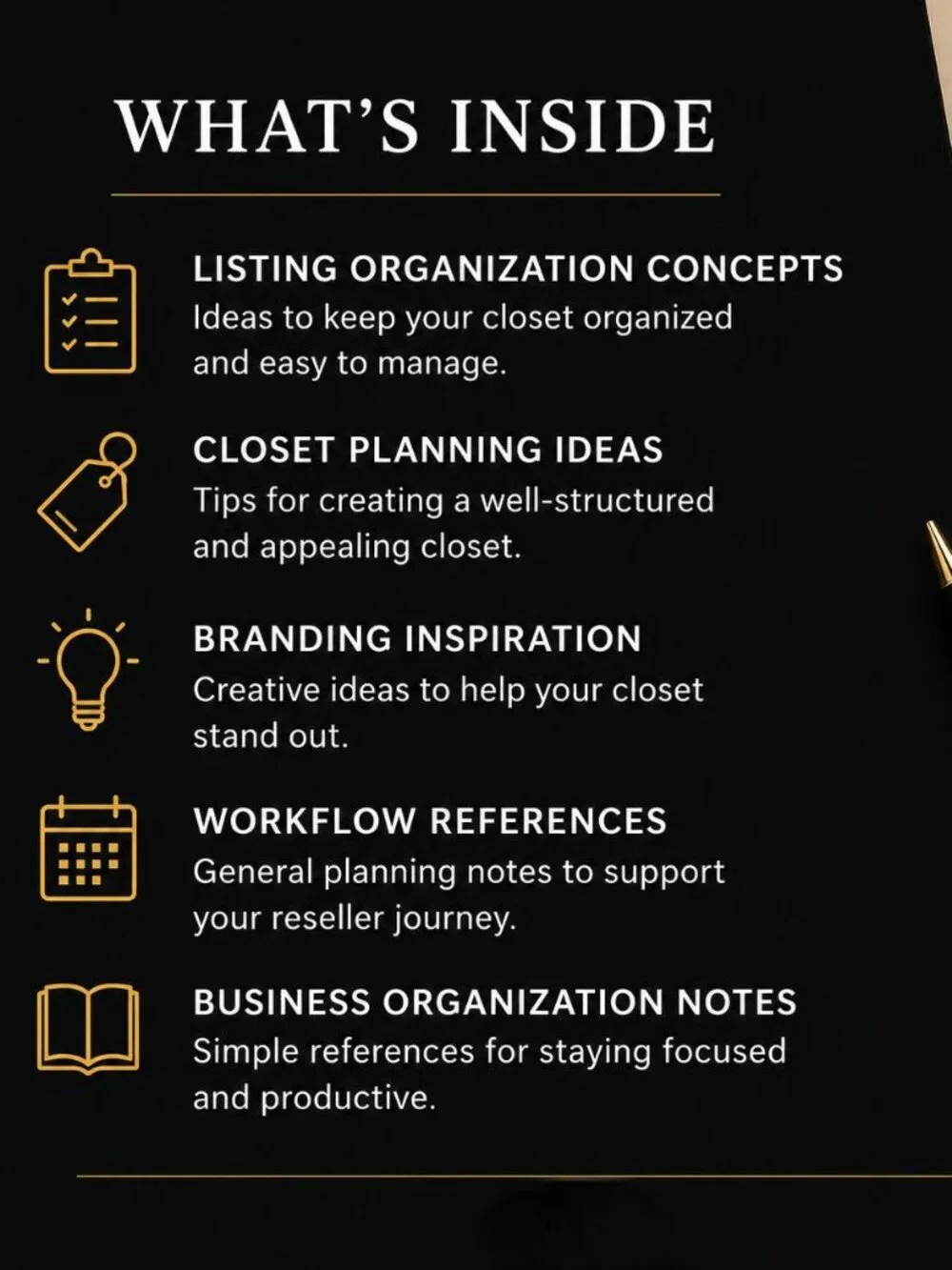 Closet Organization Reference Card